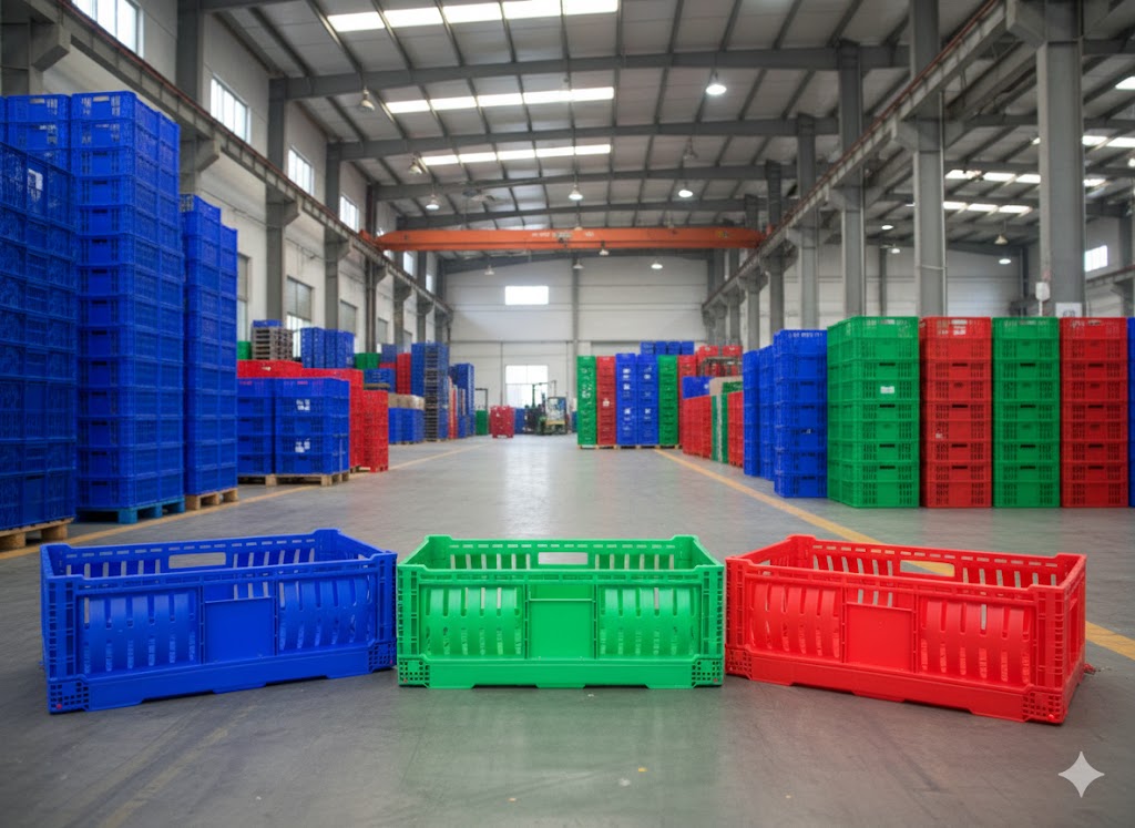 Caja de almacenamiento de plástico plegable apilable - Imagen 3